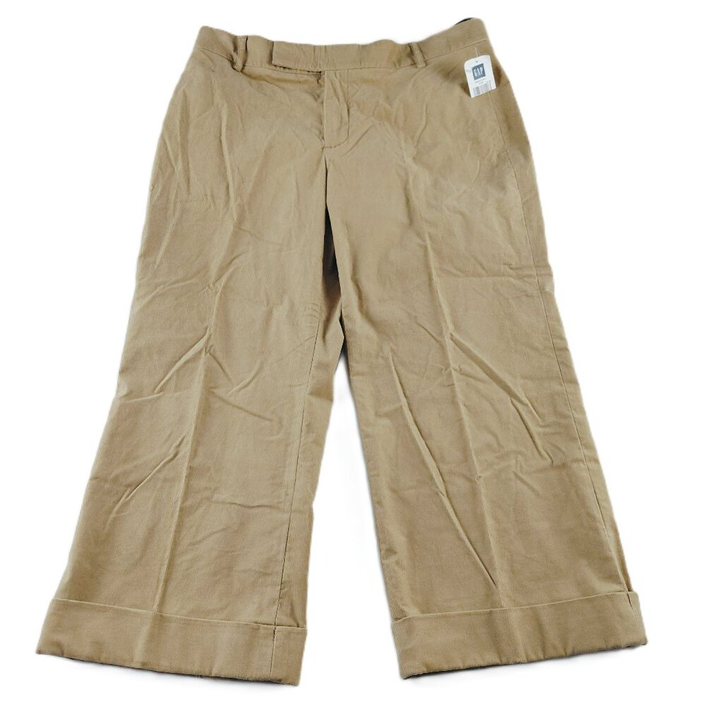 GAP Modern Fit Cropped and Cuffed Stretch Corduroy Pant Women's 8 Tan Mid Rise